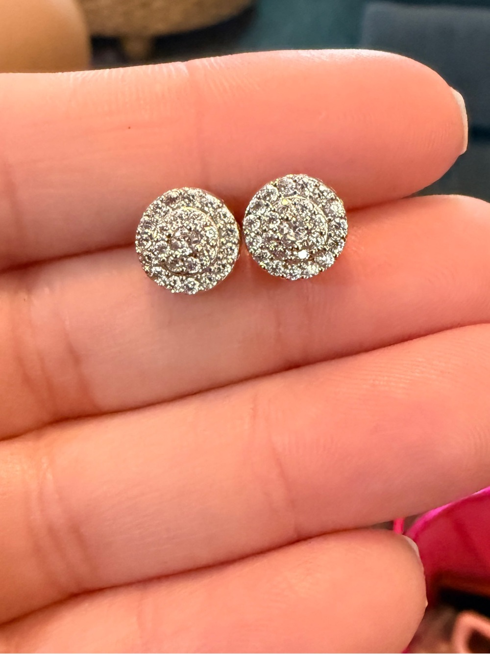 Moissanite Pavé Round Stud Earrings - 925 silver